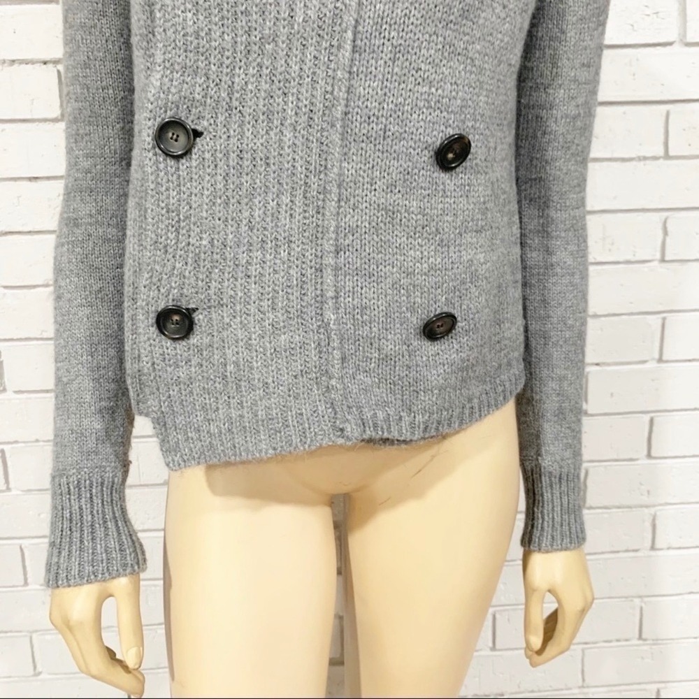 J.Crew Gray Alpaca Merino Wool Double Breasted Collared Cardigan Old Money Small - Picture 5 of 6